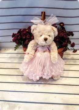 30 Cm Boyunda Peluş Prenses Kız Ayı Pembe