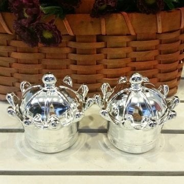 Altın, Gümüş Plastik Taç Kapaklı Şeker Kutu