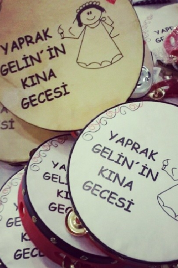 Kına Gecesi Deri Zilli Tef Küçük Boy(2/2 baskı ücreti hariç )