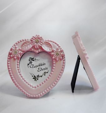 Polyester Çerçeve Taşlı Kalp