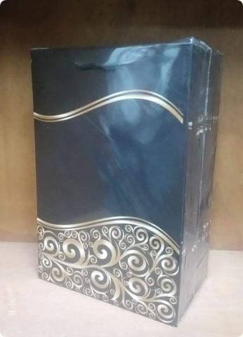25 Li 17x26 cm Selefonlu Karton Çanta / Poşet Siyah Zemin Osmanlı Desen