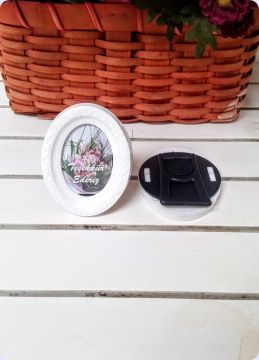 Polyester Oval İşlemeli Çerçeve BEYAZ