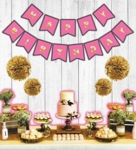 FLAMA BAYRAK HAPPY BİRTHDAY SET PEMBE
