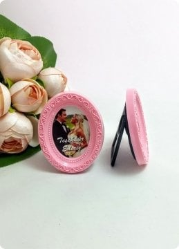 10 lu Polyester Oval İşlemeli Çerçeve PEMBE