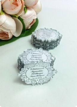 İsim etiket (Lazer Kesim İsim yazılı Ayna) (Söz, Nişan,Nikah şekeri Ayna etiket)