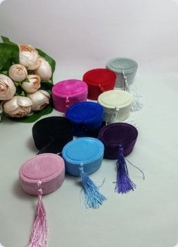 10 lu Püsküllü Flok Oval Pvc Kutu