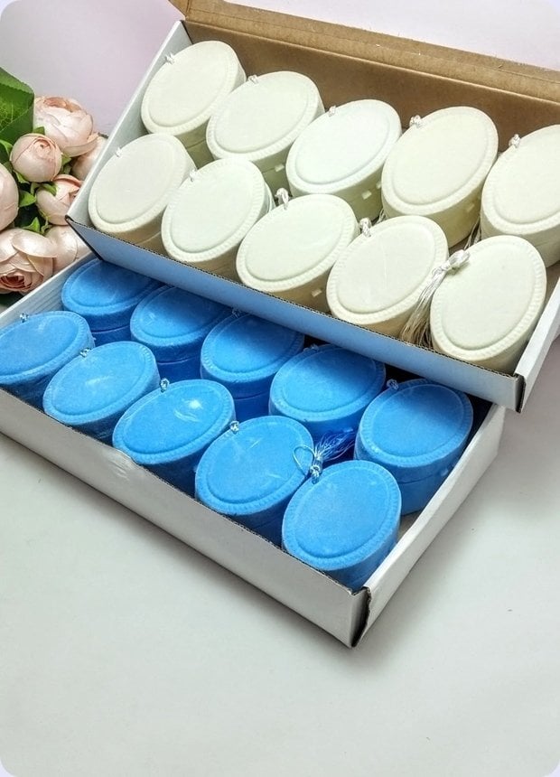 10 lu Püsküllü Flok Oval Pvc Kutu