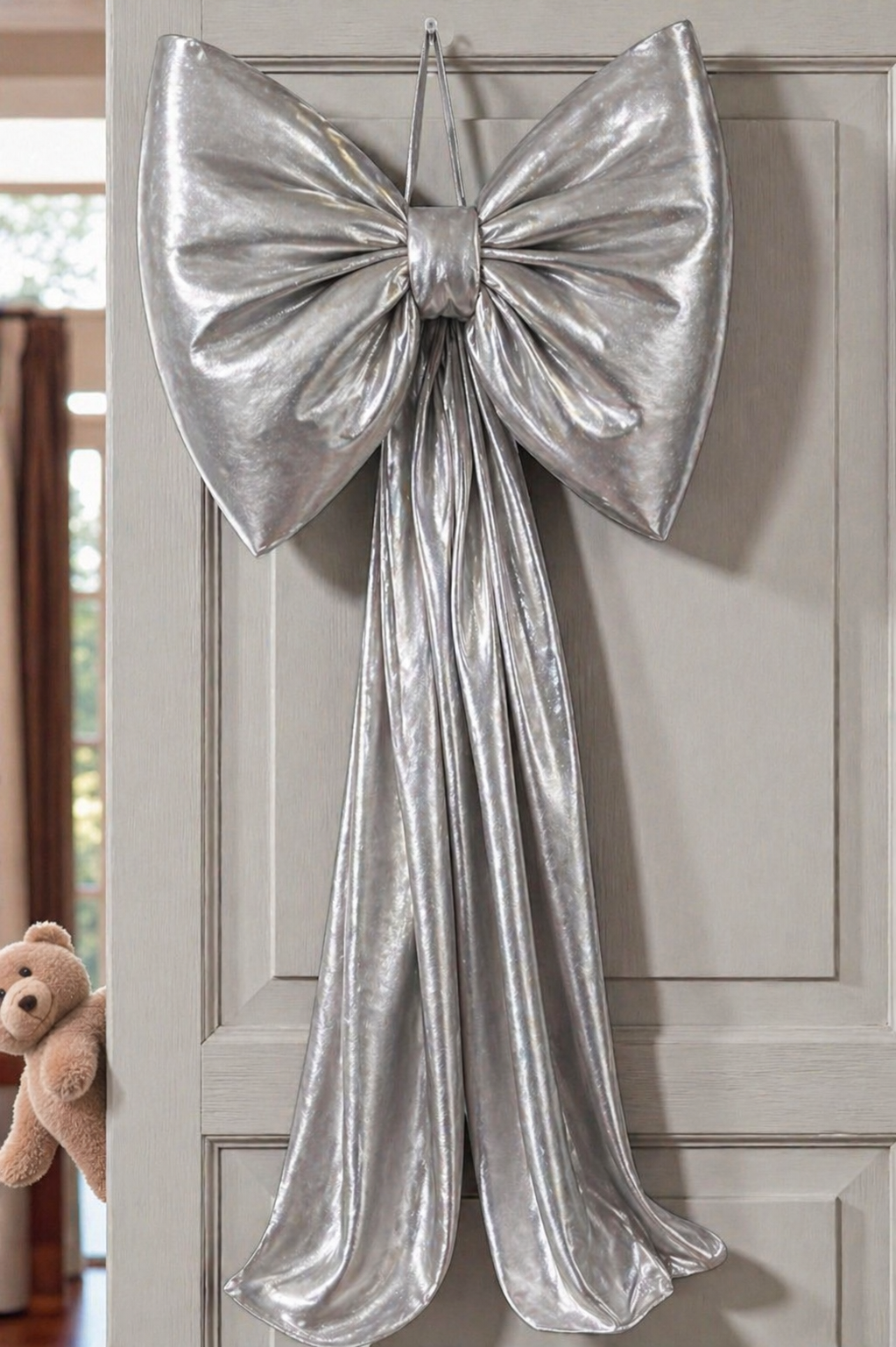 Gümüş büyük fiyonk kapı süsü(45×100cm)