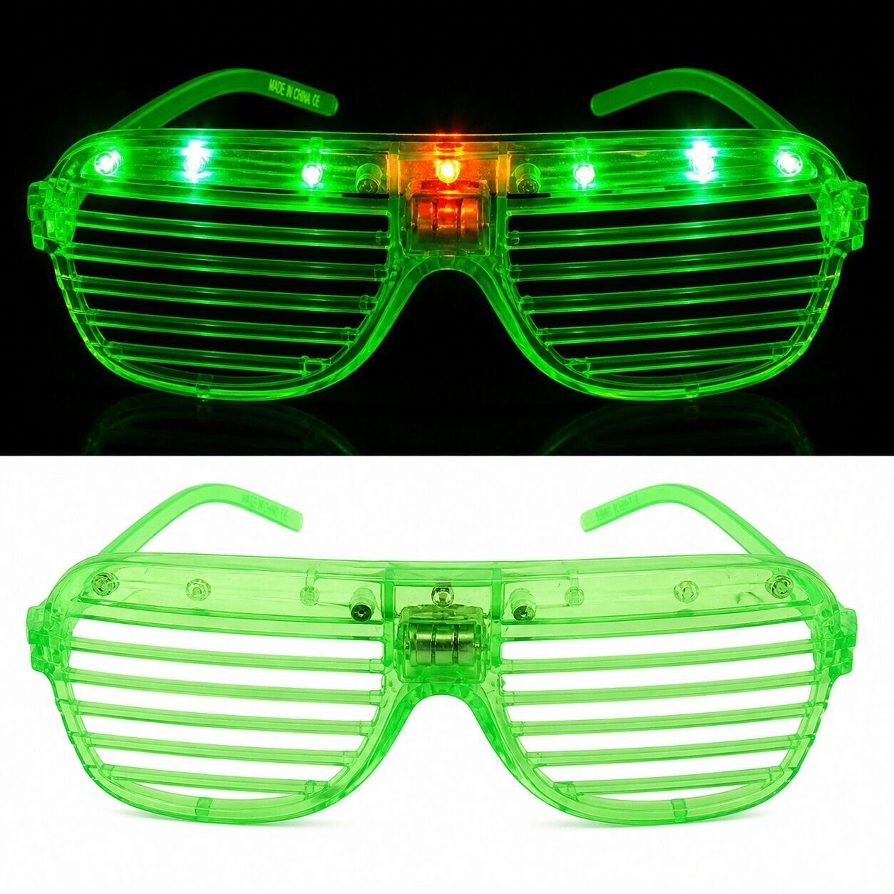 LED Işıklı Panjur Parti Gözlüğü Yeşil Renk Shutter Gözlük