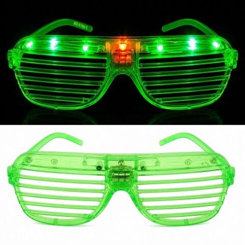 LED Işıklı Panjur Parti Gözlüğü Yeşil Renk Shutter Gözlük