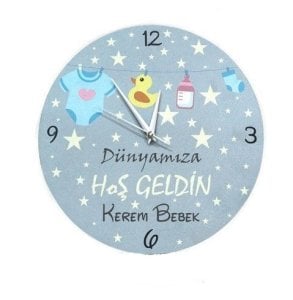 Baskılı Ahşap Dekorlu Duvar Saati