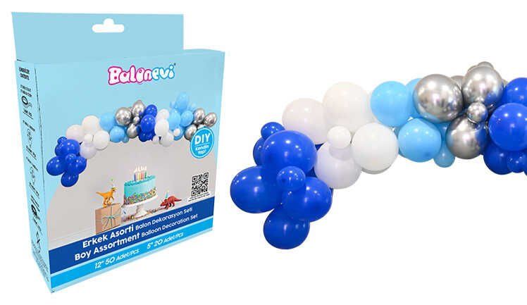 BALON DEKORANSYONU 3 LÜ SET MAVİ