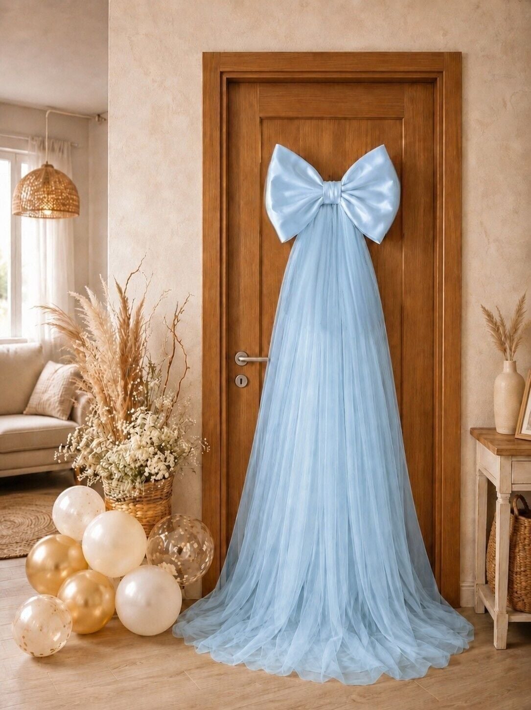 40*220 cm saten & kristal tül fiyonlu Kapı süsü