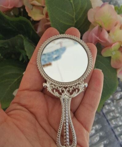 20 Li Kalp Saplı Hediyelik Metal El Aynası