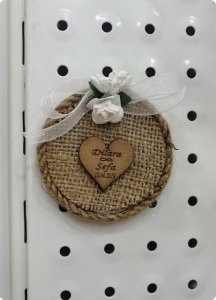 Çuval Ahşap Kalpli Magnet (Söz, Nişan, Nikah, Şekeri)
