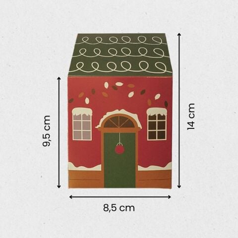 12 Li Yılbaşı Ev Tasarımlı Yeşil Çatılı Kutu Çanta