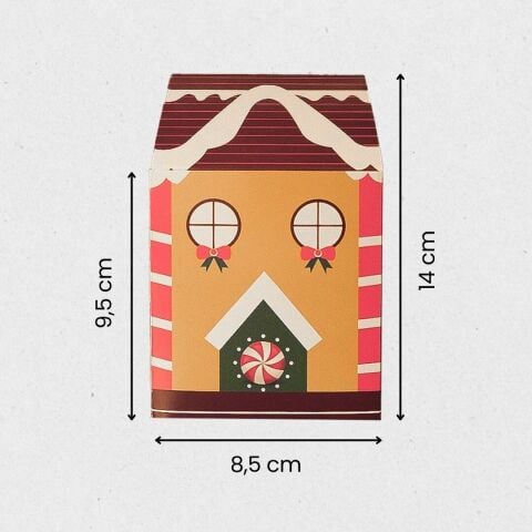 12 Li Yılbaşı Ev Tasarımlı Karlı Kahve Çatılı Kutu Çanta
