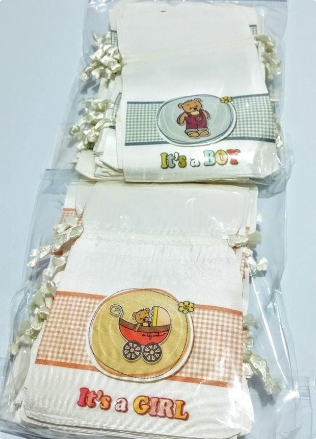 20 Adet Ayıcıklı (İts'A Boy / Girl Yazılı) Bebek Figür Baskılı Kese