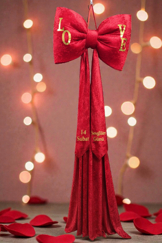 Kadife Büyük Boy Sevgililer günü fiyonk dekor