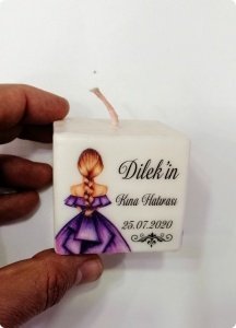 Baskılı Kare Mum (5,5*5,5 cm)