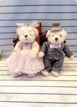 30 Cm Boyunda Peluş Erkek Ayıcık Mavi Damat
