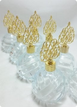 60 Adet Metal Tepelikli Cam Varaklı Top Kolonya Şişe