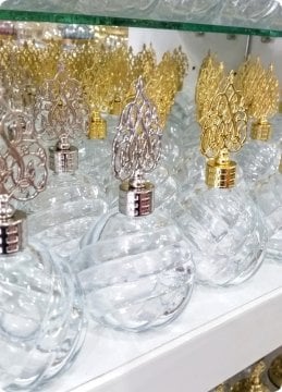 60 Adet Metal Tepelikli Cam Varaklı Top Kolonya Şişe