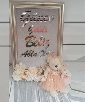 Süslü; 40*60 cm Kız Bebek Odası Ayıcıklı Kapı Süsü