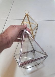 ORTA Boy Kapaklı Teraryum Pramid Fanus