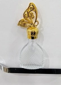 12 li 3 boyutlu pvc kelebek Tepelikli Diva Yassı Cam Kolonya Şişesi 50 cc