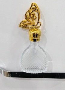 12 li 3 boyutlu pvc kelebek Tepelikli Diva Yassı Cam Kolonya Şişesi 50 cc