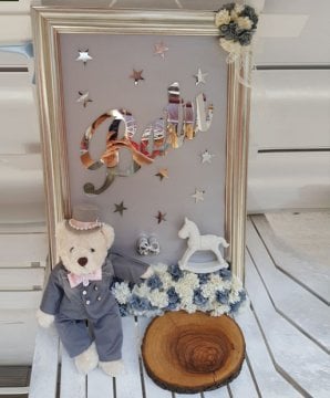 Süslü; 40*60 cm Bebek Odası Ayıcıklı Kapı Süsü