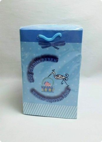 25 Li 11x17 Cm Leylekli Hoşgeldin bebek karton çanta