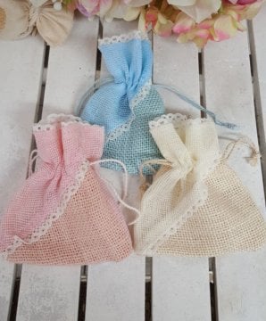 Yatay Dantelli,Renkli Çuval Kese (Adet/Paket)