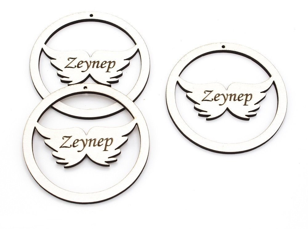 Melek Kanadı Figürlü Ahşap Anahtarlık Aparatı (6 cm)