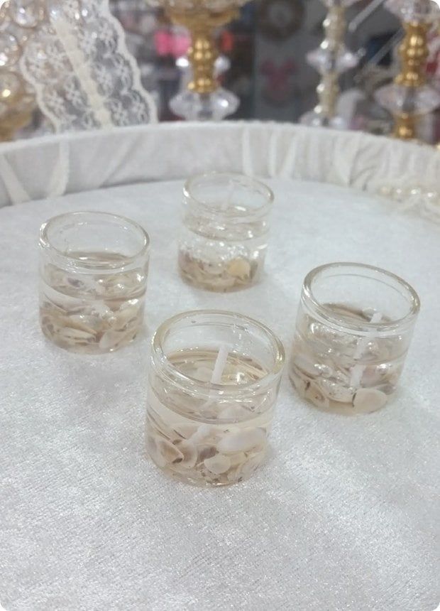 6 lı deniz kabuklu jel mum (3 cm)