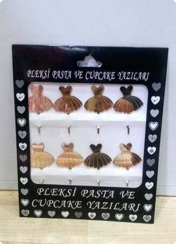 8 Li Kız bebek Elbise Pleksi ayna pasta süsü