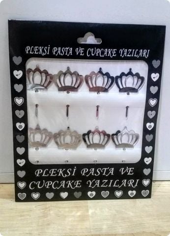 8 Li Delikli Pleksi taç ayna cup cake, pasta süsü