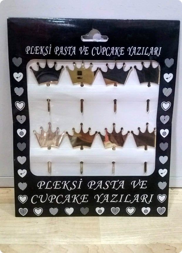 8 Li Pleksi Taç ayna cup cake, pasta süsü