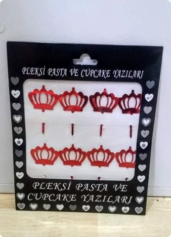 8 Li Delikli Pleksi taç ayna cup cake, pasta süsü