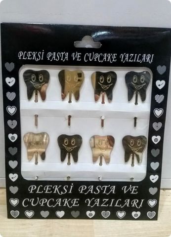 8 Li Diş Pleksi ayna cup cake, pasta süsü
