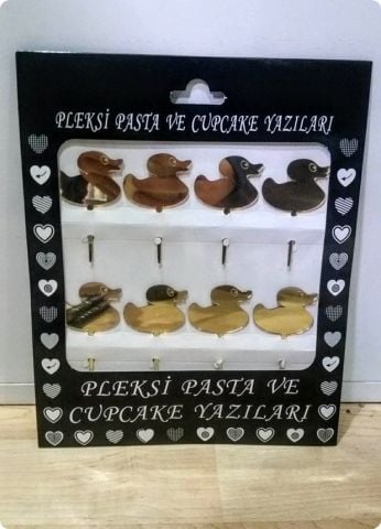 8 Li Ördek Pleksi ayna cup cake, pasta süsü