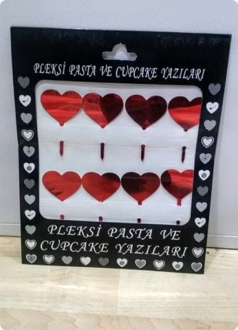 8 Li Kalp Pleksi ayna cup cake, pasta süsü
