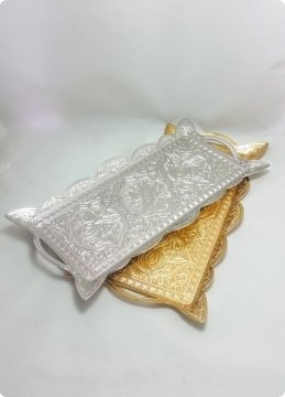 Söz/nişan yüzük Tepsisi (Dikdörtgen- metal)