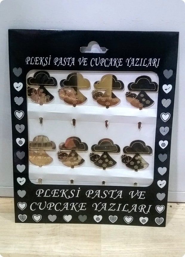8 Li Kundakta Bebek Pleksi Ayna cup cake, pasta süsü