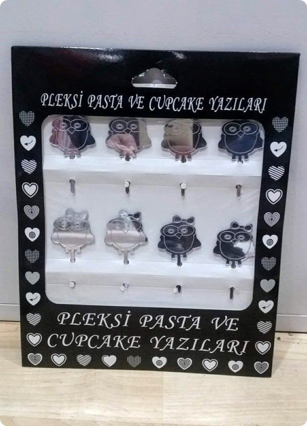 8 Li Baykuş Pleksi Ayna cup cake, pasta süsü