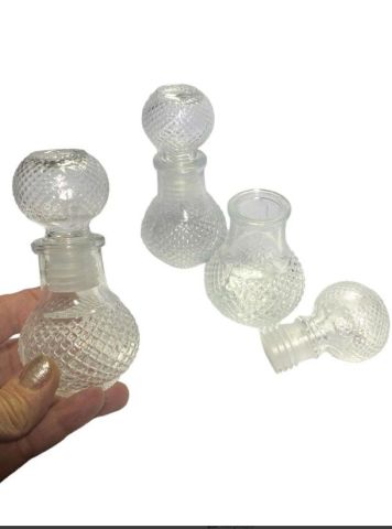 50 cc Kristal Cam Kapaklı Yuvarlak Cam Şişe