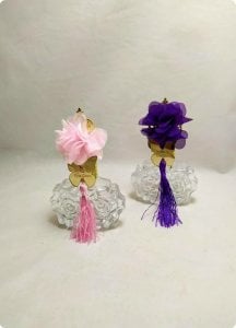 Süslü Püsküllü Güllü Cam Hediyelik Söz,Nişan,Nikah Şişe
