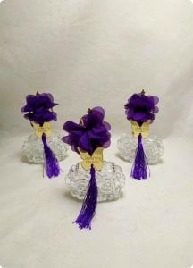 Süslü Püsküllü Güllü Cam Hediyelik Söz,Nişan,Nikah Şişe