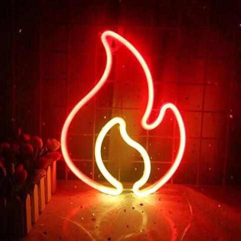 Işıklı Duvara Asmalı Neon Alev 30×23cm